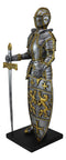 Ebros 21" Tall Large Medieval Royal Knight Guard with Long Sword and Dragon Lion Heraldry Shield Statue Castle Suit of Armor Resin Figurine European Historical Home Decor - Ebros Gift