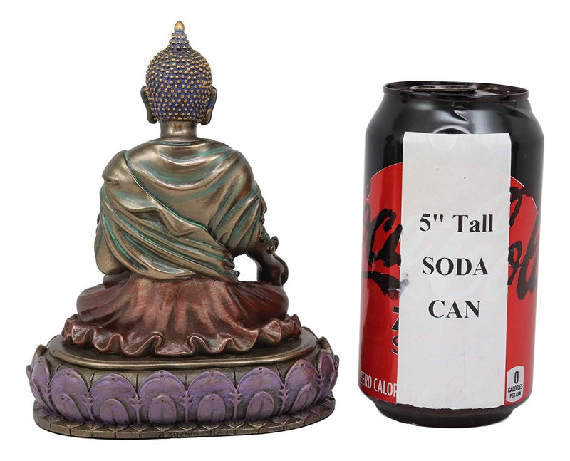 Ebros Akshobhya Bhaiṣajyaguru Medicine Buddha of Healing and Purity Meditating Figurine in Faux Bronze Patina for Home Altar Zen Decoration Eastern Enlightenment Amitabha Buddhist Statue Feng Shui