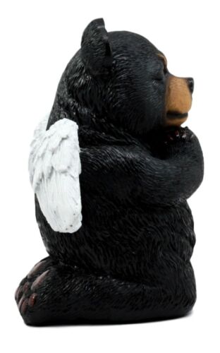 Ebros Praying Winged Angel Bear Figurine 5" H Kneeling Teddy Black Bear Cub Sculpture Decor Inspirational Heavenly Decorative Piece