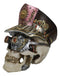 Steampunk Cyborg Police Inspector Officer Skull With Hat Geared Goggles Figurine