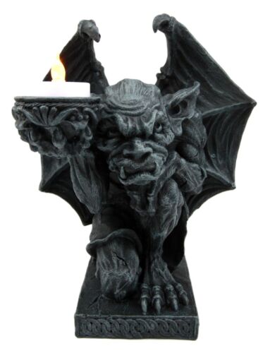 Ebros Gift Gothic Gargoyle Candle Holder Guardian Kneeling Servant Figurine 9"H