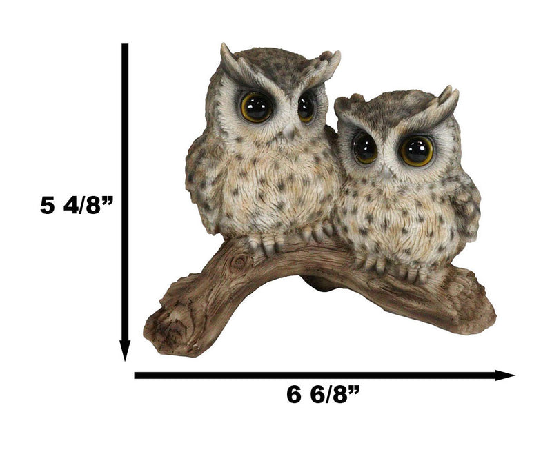 Mystical Forest Great Horned Owlet Owl Birds Couple Pair On Tree Branch Statue
