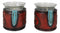 Set Of 2 Western Cowgirl Love Heart Scrollwork Faux Leather Votive Candle Holder