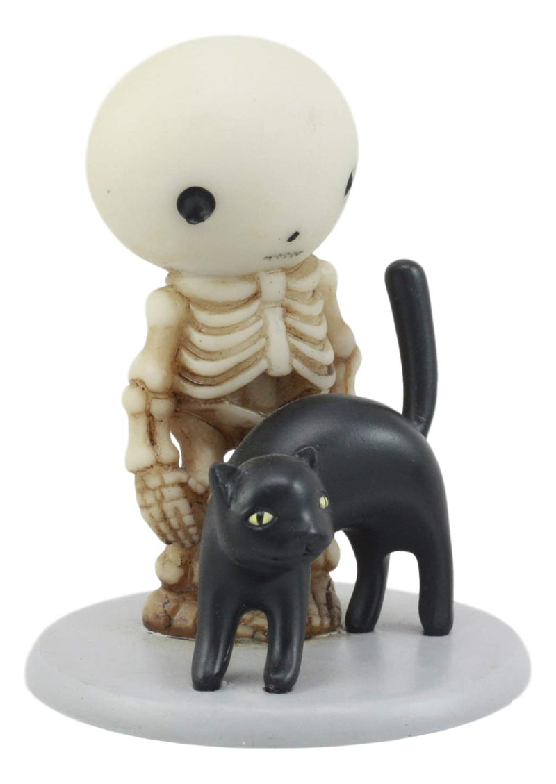 Ebros Psychic Lucky The Skeleton Boy Meets a Black Cat Figurine 3.25" Tall The Witching Hour