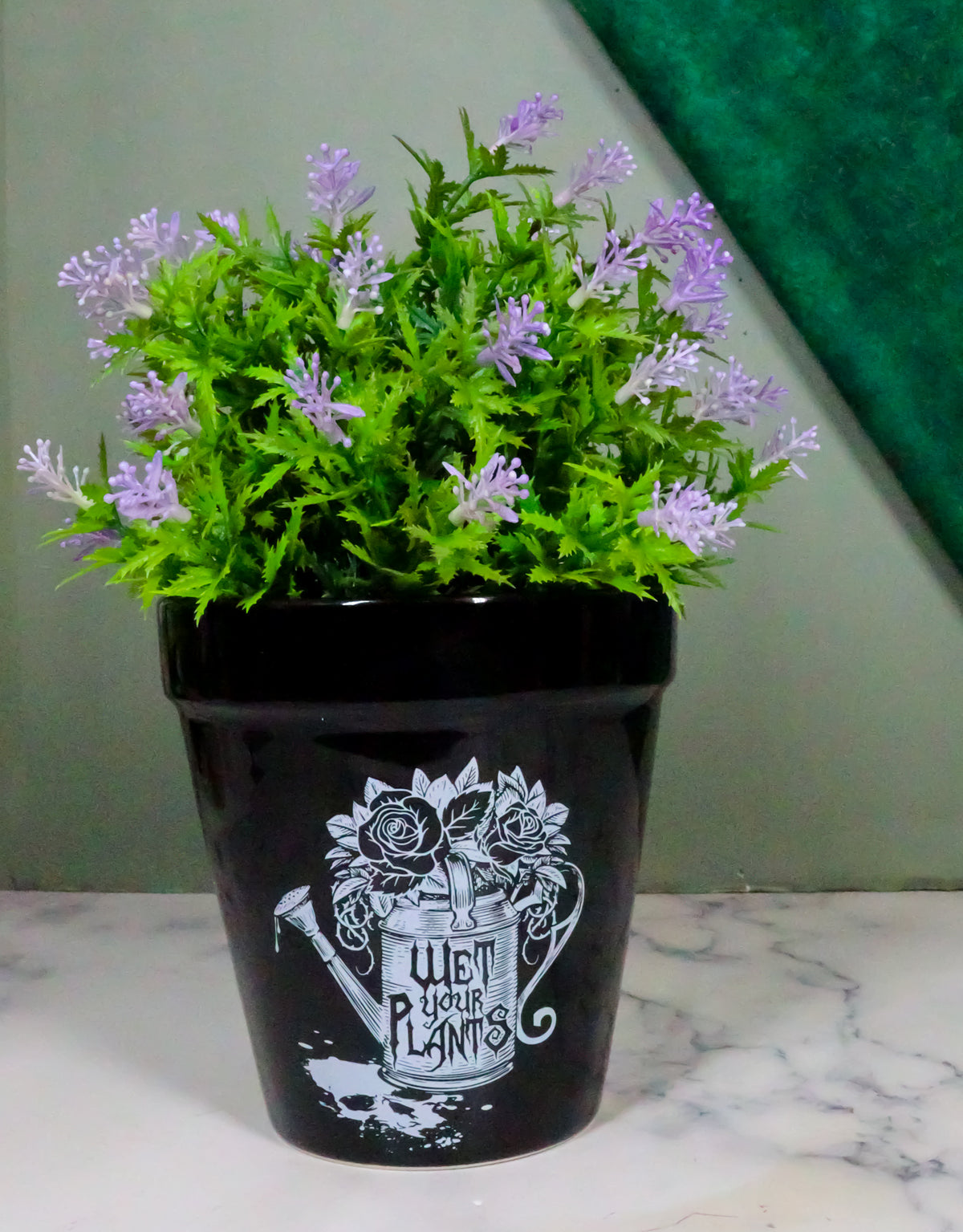 Wet Your Plants Skull Floral Watering Can Wicca Witch Flower Herbs Planter Pot