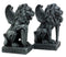 Ebros Stoic Notre Dame Roaring Lion Heart Sword & Shield Bearer Gargoyle Figurine Set