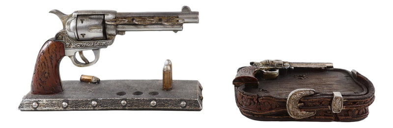 Rustic Western Cowboy Revolver Guns Belt Buckle Soap Dish And Toothbrush Holder