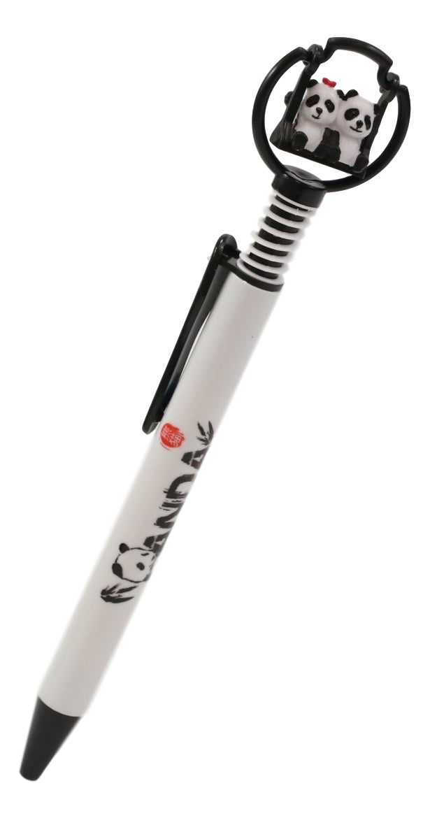 Pack Of 24 Panda Bear Cubs On Swing White Ballpoint Ball Black Ink Pens W/ Base - Ebros Gift