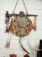 Indian Wolf Axe And Shield Dreamcatcher Figurine With Beads Feathers Wall Decor