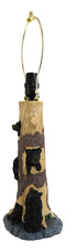 Rustic Black Bear Cubs Peekaboo Climbers by A Tree Table Lamp Statue With Shade
