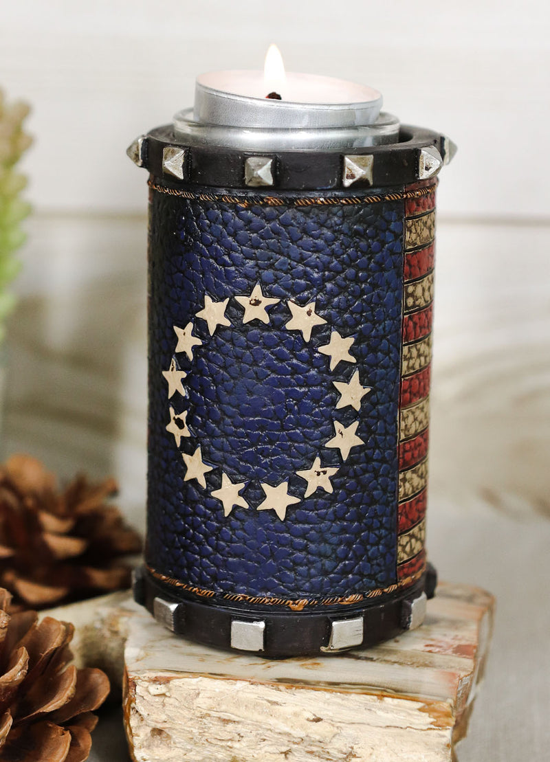 Ebros Pack of 2 Patriotic Betsy Ross American Flag Decorative Candle Holder