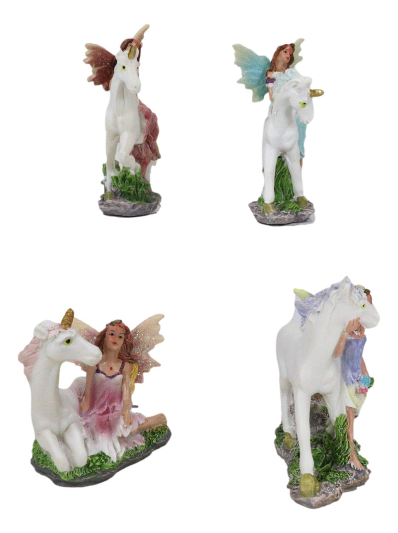 Beautiful Fairy Damsel With Legendary Unicorn Miniature Figurine Collectible Set