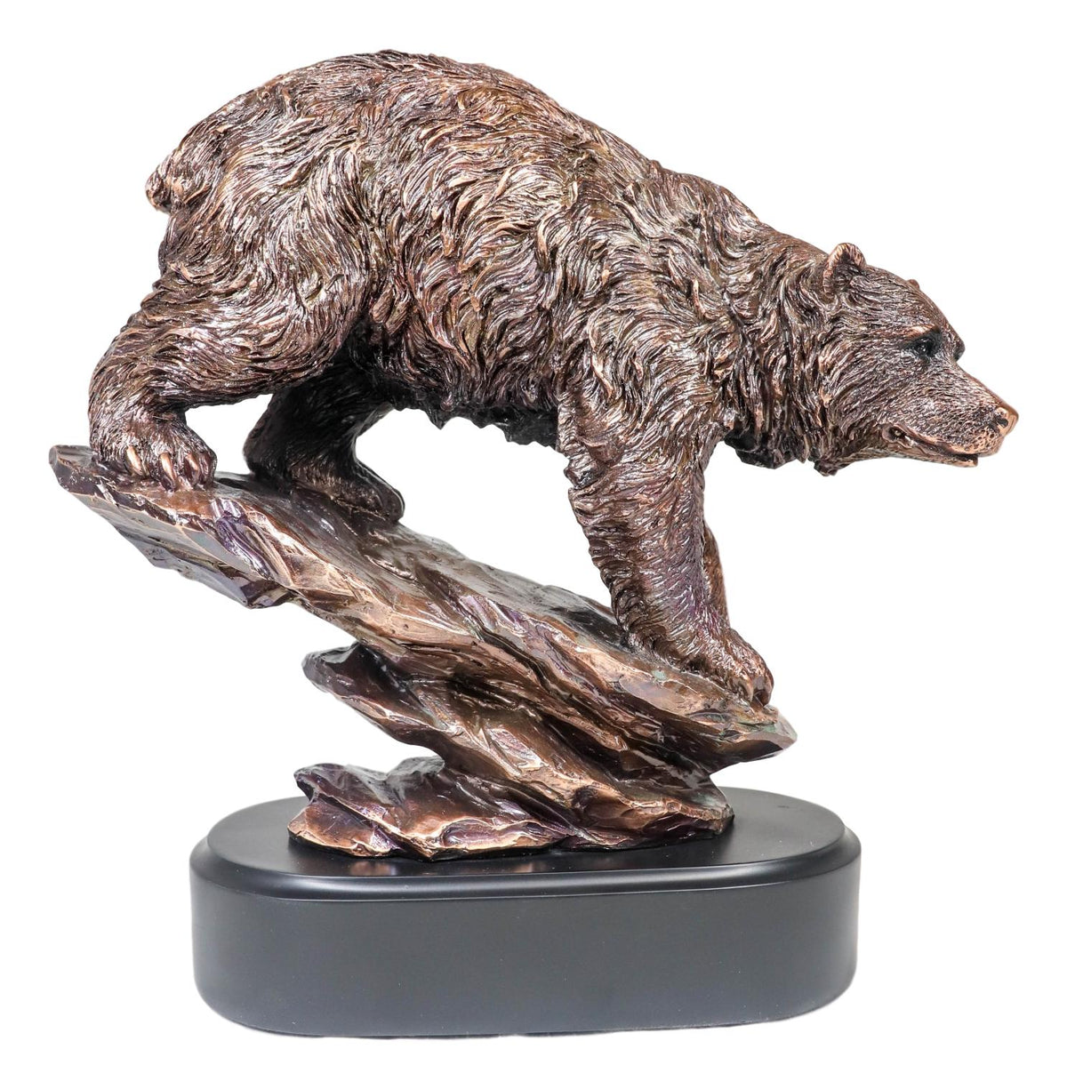 Wildlife Large Grizzly Bear Going Down Hill Bronze Electroplated Resin Figurine - Ebros Gift