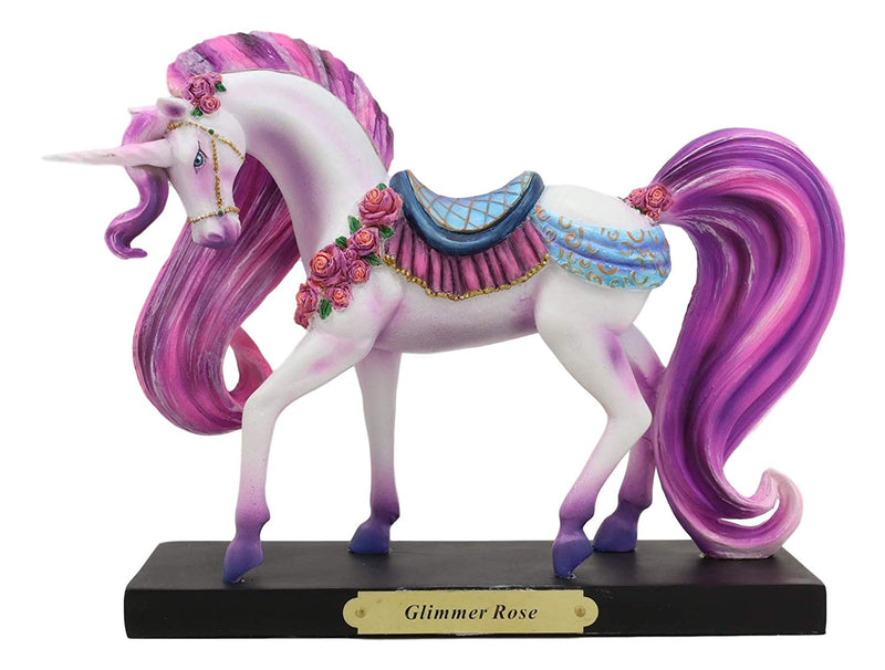 Ebros Rose Khan Fantasy Glimmer Rose Unicorn Mare Horse Figurine 7.75"W Statue