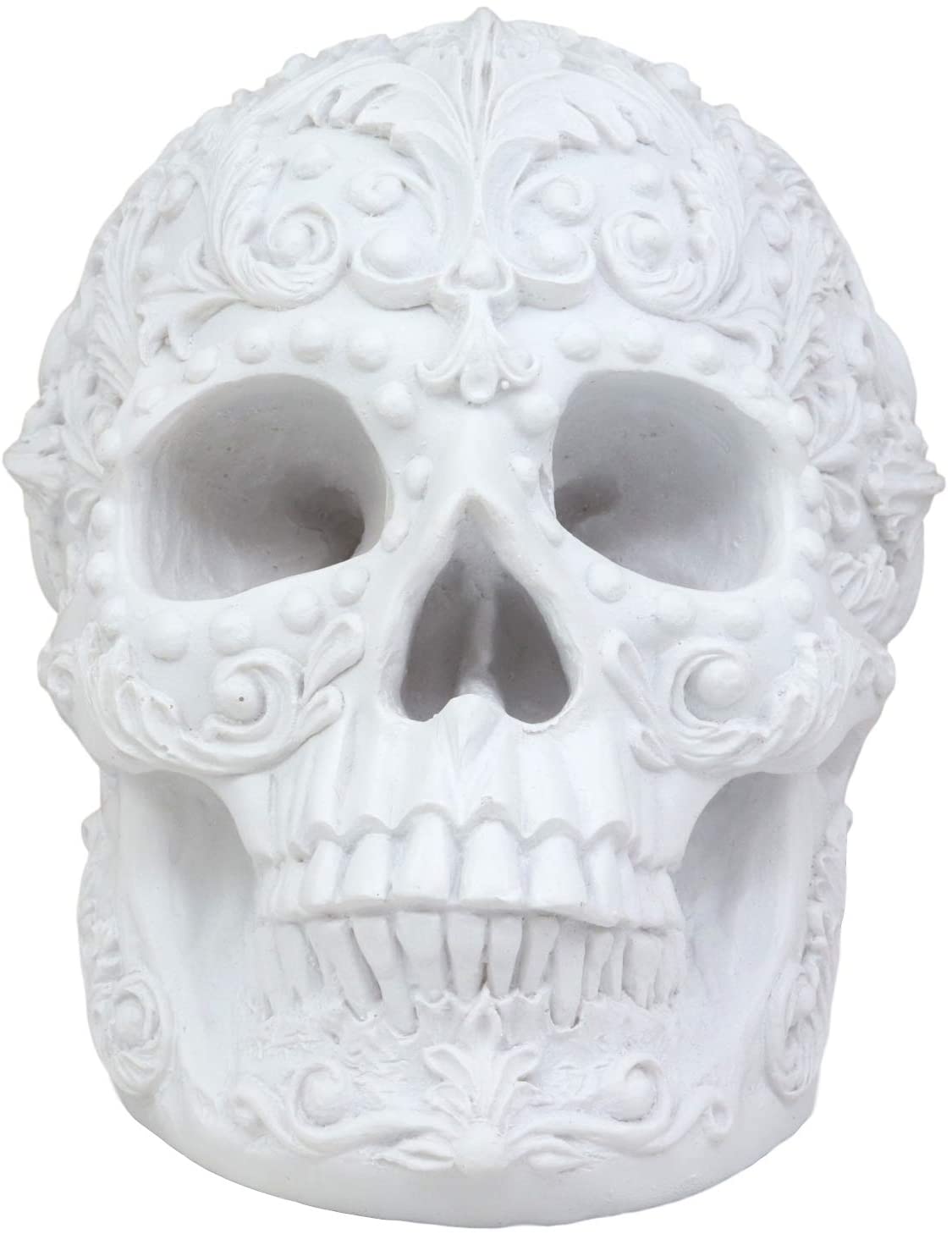 Ebros French Baroque Rococo White Floral Skull Statue Royal European 3D Skulls Decor