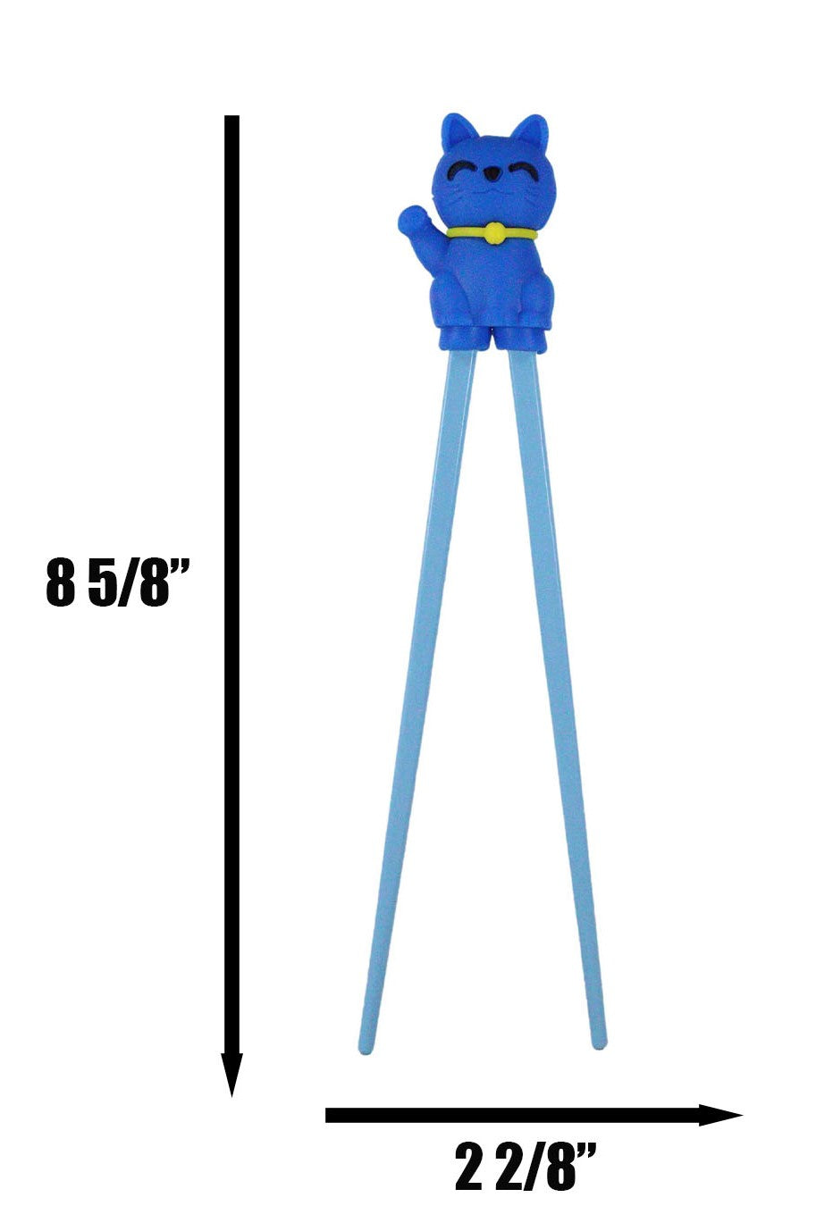 Ebros Blue Maneki Neko Cat Reusable Training Chopsticks Set With Silicone Helper - Ebros Gift