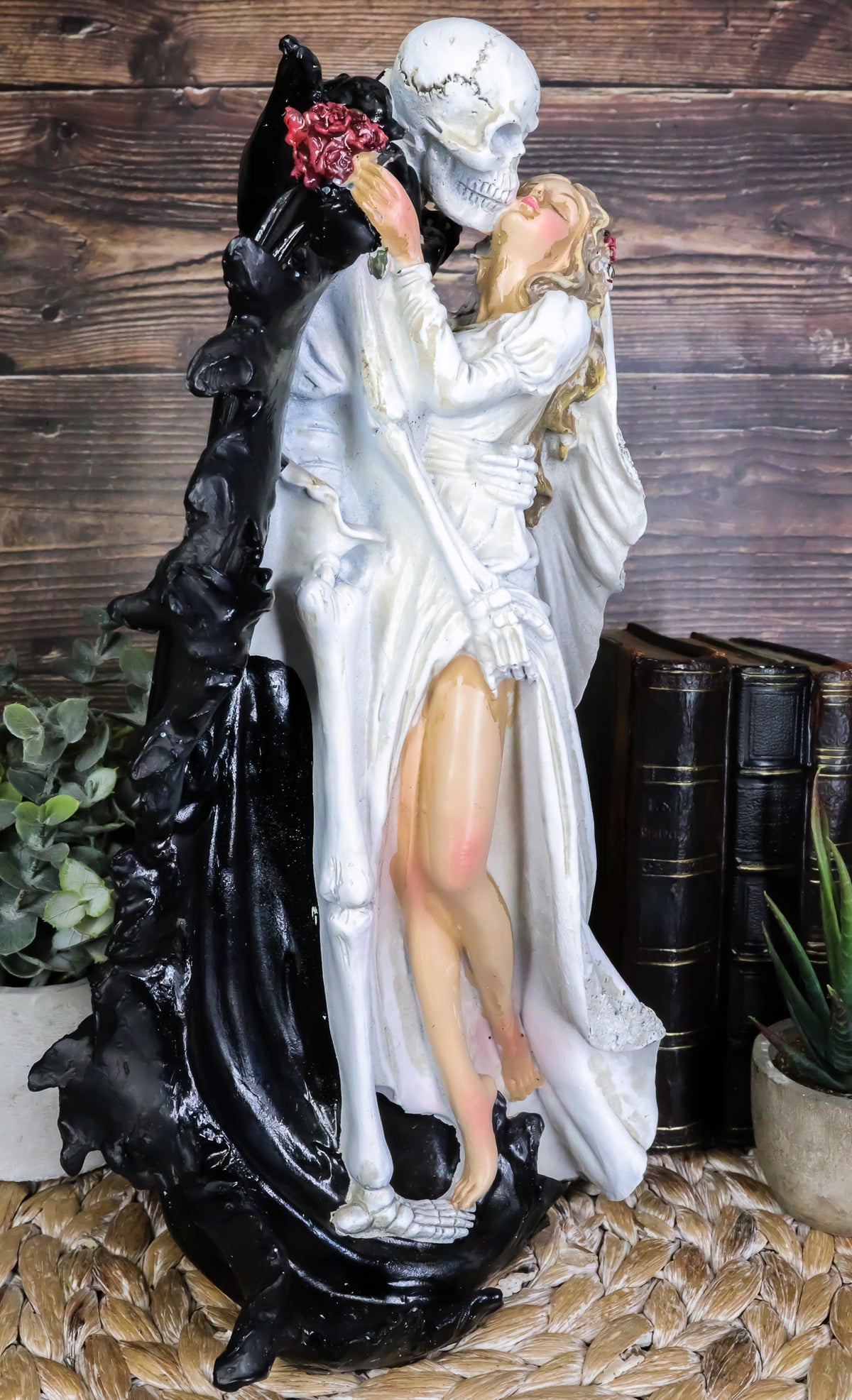 Ebros Wedding Bride and Death Grim Reaper Skeleton The Kiss Figurine 14.25"H