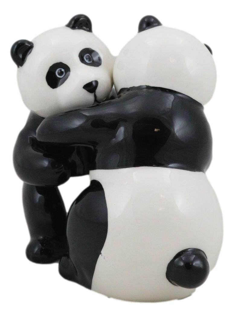 Ceramic Hugging And Dancing Giant Panda Bears Salt And Pepper Shakers Set Decor - Ebros Gift