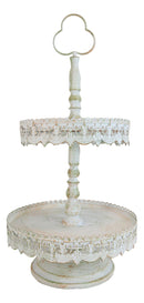 Rustic French Country 2 Tiered Dining Tabletop Metal Food Serving Platter Tray