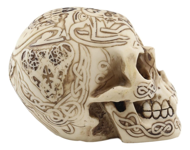 Ossuary Mayan Bone Cream Death Warrior Tribal Tattoo Skull Skeleton Figurine 4"H