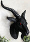 Ebros Large 18.5" Wide Black Goat With Red Eyes Wall Sculpture Hanging Plaque - Ebros Gift