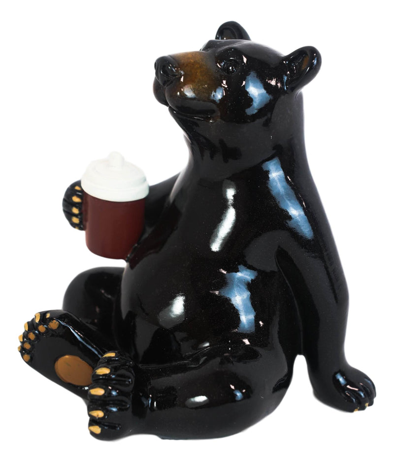 Western Rustic Black Bear Sitting With Red Cooler Tumbler Figurine Summer Bears