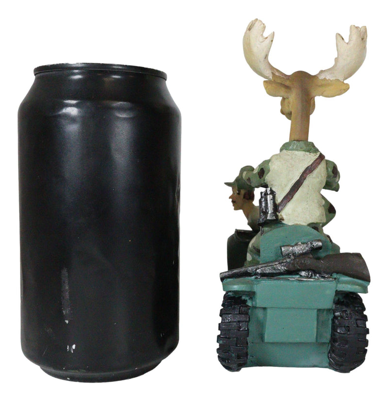 Rustic Western Elk Moose With Captured Man Hunter Driving ATV Car Figurine