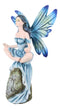 Fae Garden Zen Blue Dragonfly Fairy Meditating On Koan Yoga Rock Figurine