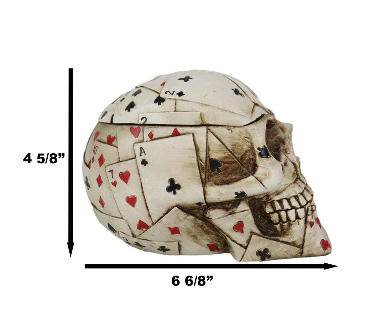 Ebros Ace Cards Royal Flush Poker Game Skull Utility Keepsake Jewelry Box Figurine