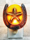 Rustic Western Lucky Horseshoe With Star Bullets Wall Plug In LED Night Light