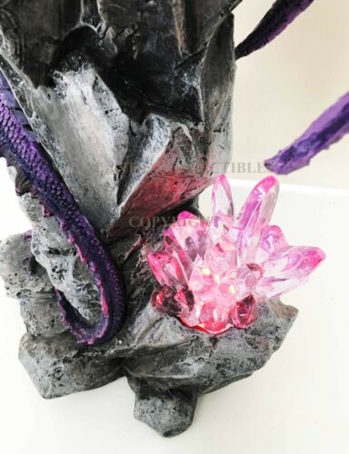 Large Hoarfrost Twilight Dragon Guarding LED Light Crystal Elements Statue