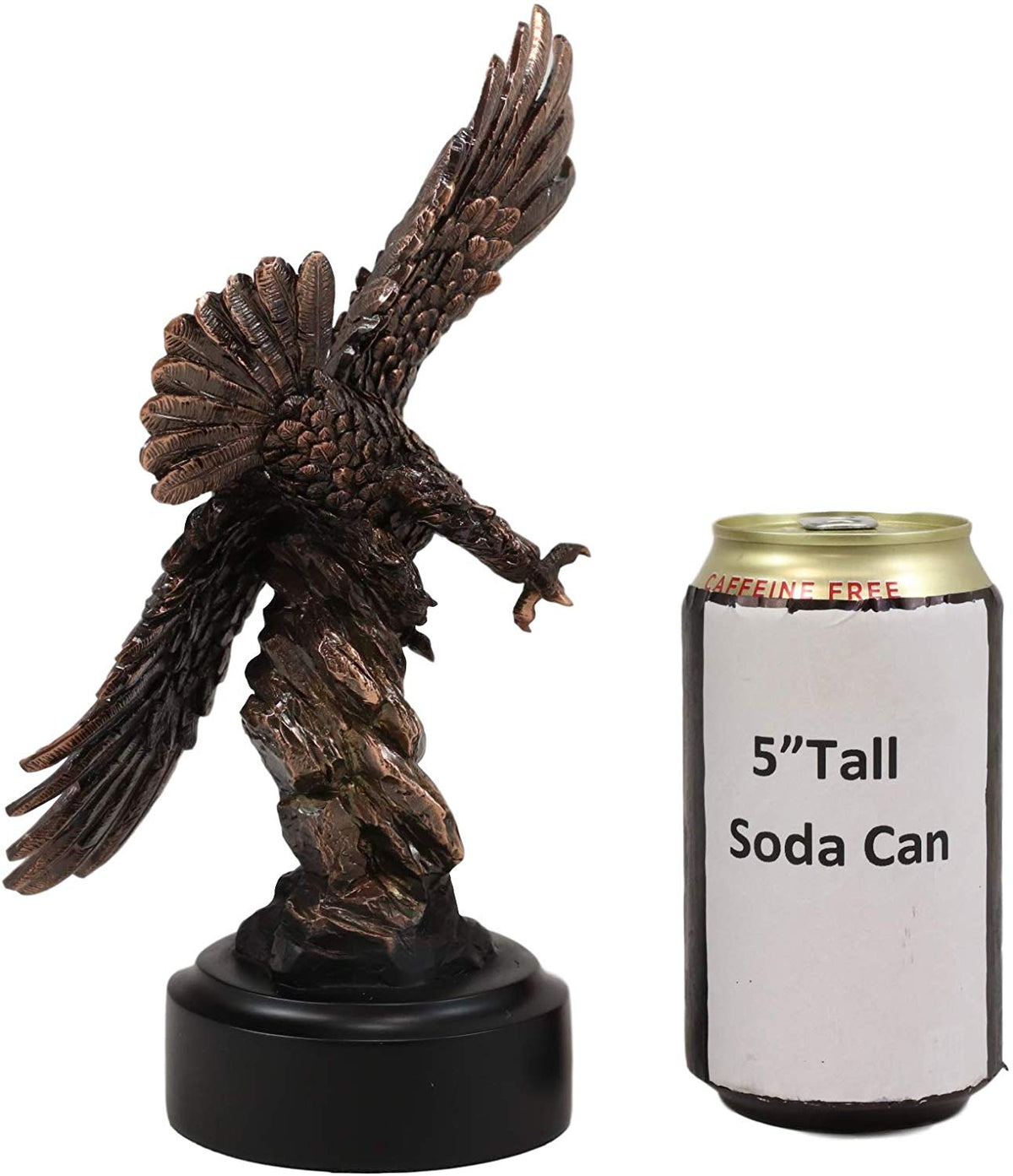 Ebros 9.25" Tall Wings of Glory Swooping Broad Winged Bald Eagle by Cliff Rocks Statue Bronze Electroplated Resin Figurine with Base USA Patriotic Home and Office Decor Flying Wild Life Eagles