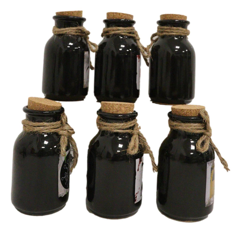 Pack Of 6 Ceramic Magic Voodoo Apothecary Mad Doctor Potion Bottles Props