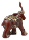 Thai Buddhism Decorated Feng Shui Elephant With Trunk Up Left Facing Figurine