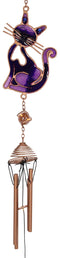 Stained Glass Feline Love Purple Slinky Cat Wind Chime Suncatcher Garden Patio