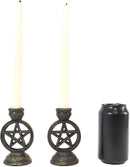Set of 2 Wicca Pentagram Pentacle In Circle Taper Candle Or Cone Incense Holders