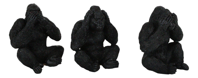 Ebros See Hear Speak No Evil Silverback Gorillas Figurine 3" Height Set of 3