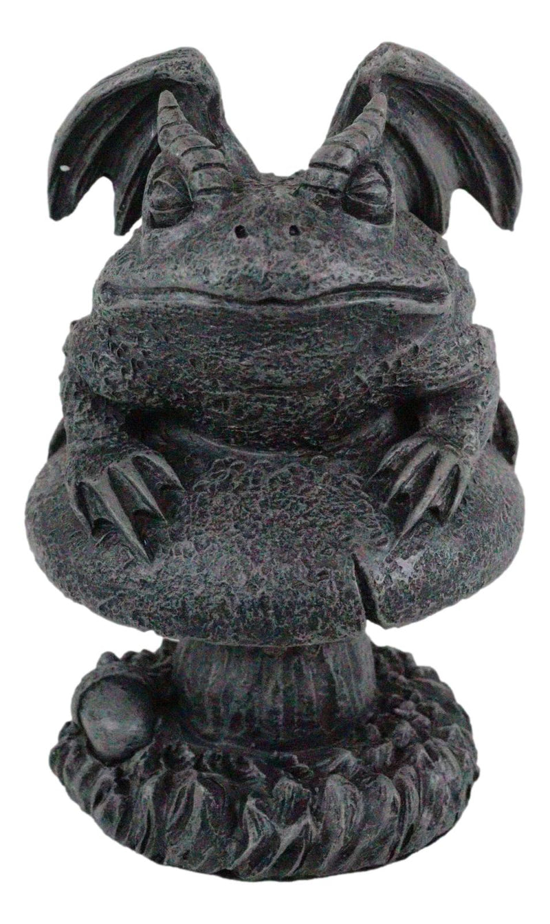 Ebros Gift Toad Gargoyle on Mushroom Figurine Collectible 5" Height Horned