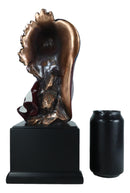 Large 12" American Bald Eagle On Star Spangled Banner Flag Bust Statue With Base