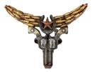 Rustic Western Bison Bull Cow Skull W/ Horseshoe Star Bullet Casings Wall Decor
