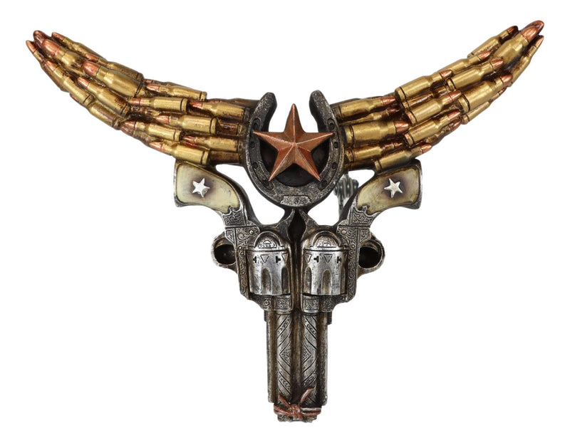 Rustic Western Bison Bull Cow Skull W/ Horseshoe Star Bullet Casings Wall Decor