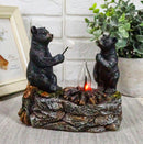 Ebros Whimsical Rustic Forest Black Bears Father and Son Making Marshmallow Smores by Bonfire Campfire Night Light Small Statue Woodland Cabin Lodge Decor Bear Figurine As Decorative Home Accent