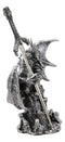 Ebros Gift Legendary Silver Dragon Protecting Castle Tower Letter Opener Figurine Sculpture Home and Office Decorative Sculpture Medieval Renaissance Dungeons and Dragons Fantasy