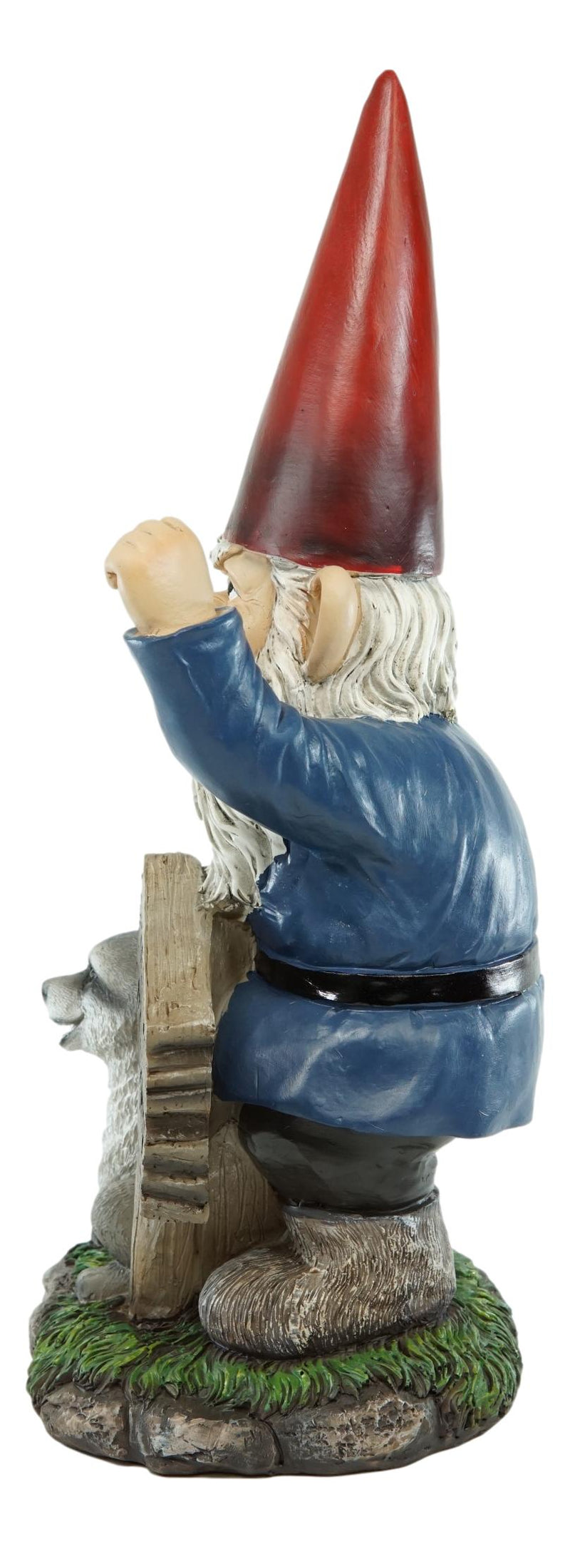 Grumpy Mr Gnome Wearing Mask With 'No Shoes Shirt Mask No Service' Sign  Figurine