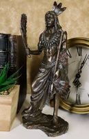 Ebros Native American Indian Eagle Warrior With Feather & Ceremonial Pipe Figurine