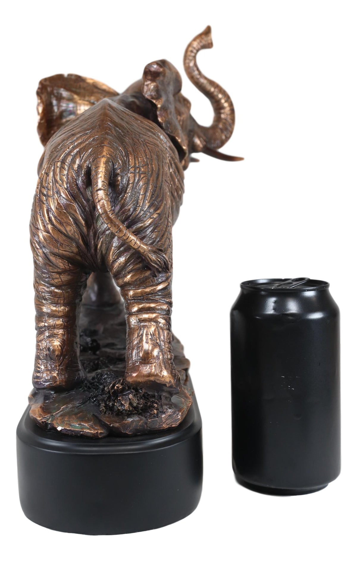 Ebros Large African Long Tusked Elephant Marching W/ Trunk Raised Statue W/ Base - Ebros Gift