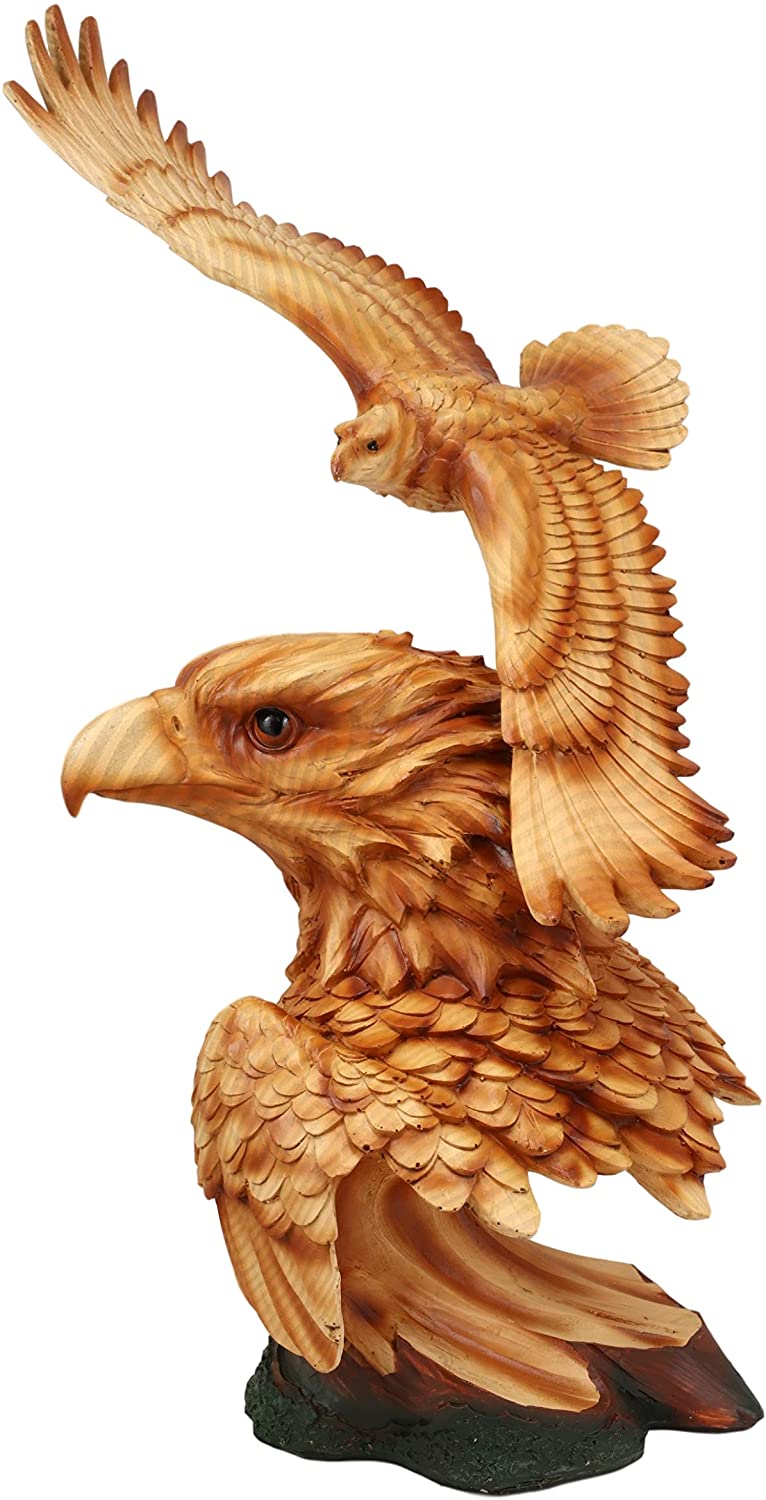 Ebros Large Wings Of Liberty American Bald Eagle Head Bust Statue (Faux Wood)