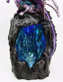 Purple Azure Quartz Dragon On Gemstone Mountain Backflow Incense Burner Figurine