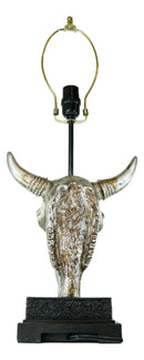 26" Southwest Vintage Rustic Floral Scroll Steer Bison Skull Table Lamp W/ Shade