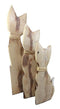Balinese Wood Handicraft Striped Feline Cat Family Set of 3 Figurines 20"H